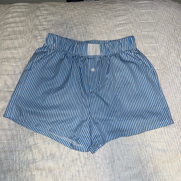 Pants - Blue Striped Boxer Style Shorts